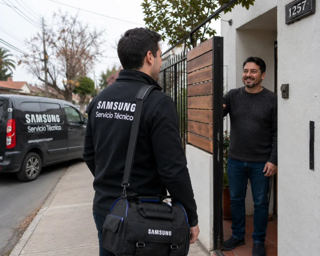 Técnico Samsung visitando un domicilio en Cali